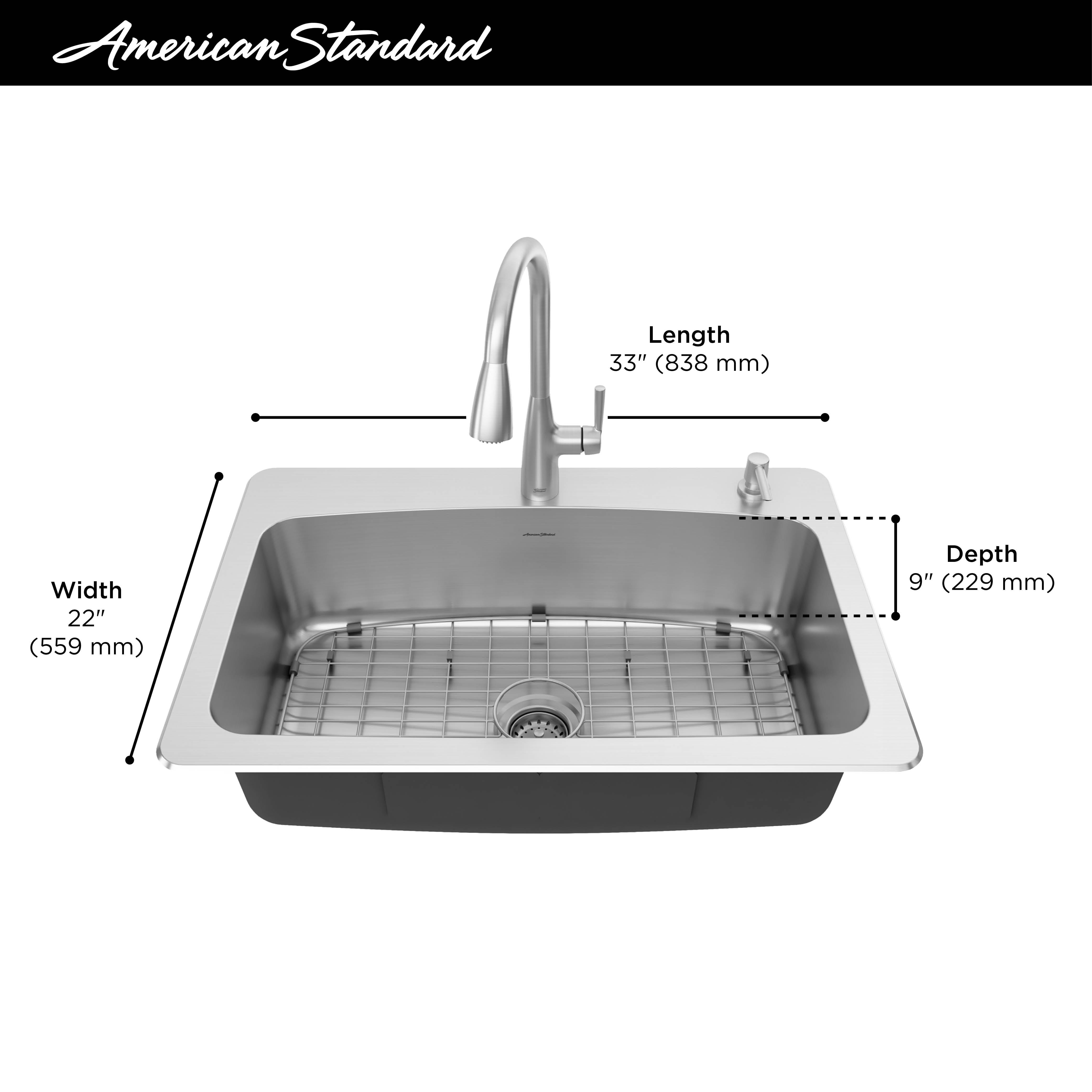 Fairbury® 2S PullDown Faucet and 33Inch Stainless Steel SingleBowl